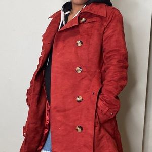 STEVE MADDEN Trench Coat faux suave burned red
